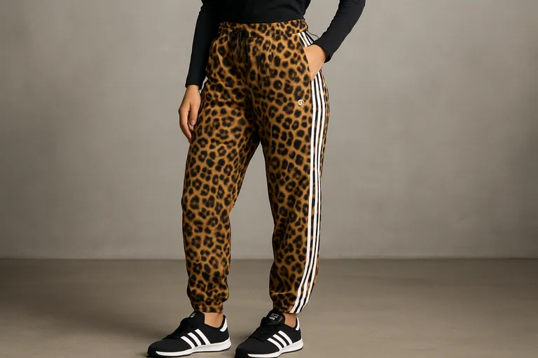 Overzicht van de Adidas panterprint broek KA2666