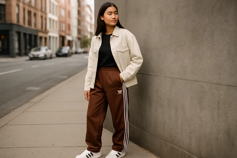 Hoe combineer je de bruine Adidas firebird broek