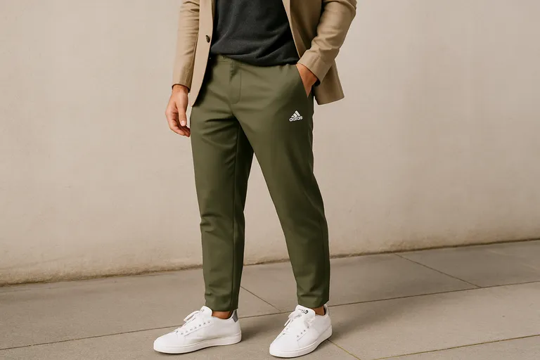 Maak van de olijfgroene Adidas tailored broek je meest veelzijdige stijlbasis